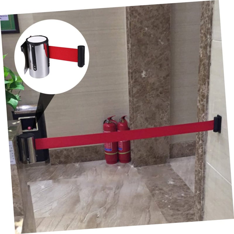 Unomor 3m Red Retractable Wall Mounted Safety Barrier Belt Isolation Tape - Image 3